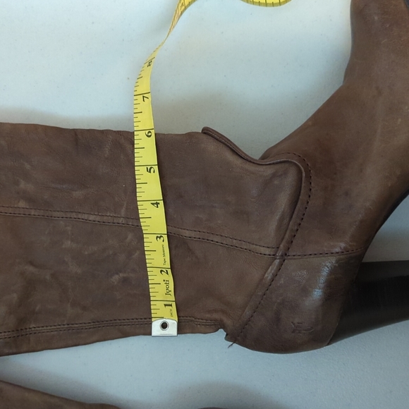Frye Mimi Scrunch Leather Platform Heel Boot Taupe - Size 9.5 - LIKE NEW! - Picture 12 of 14